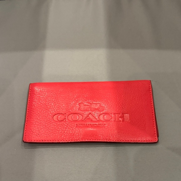 Coach Vibrant Red Leather checkbook case - Picture 1 of 4